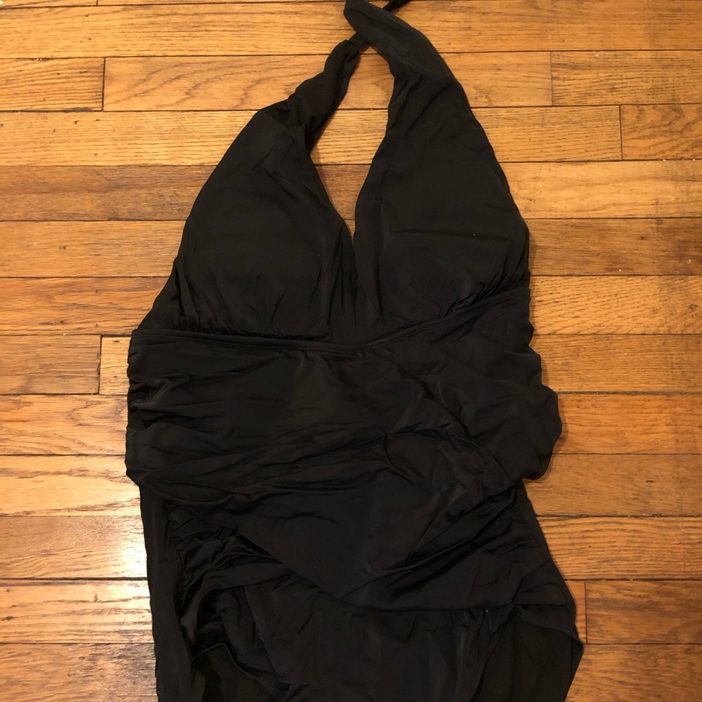 Black halter swimsuit